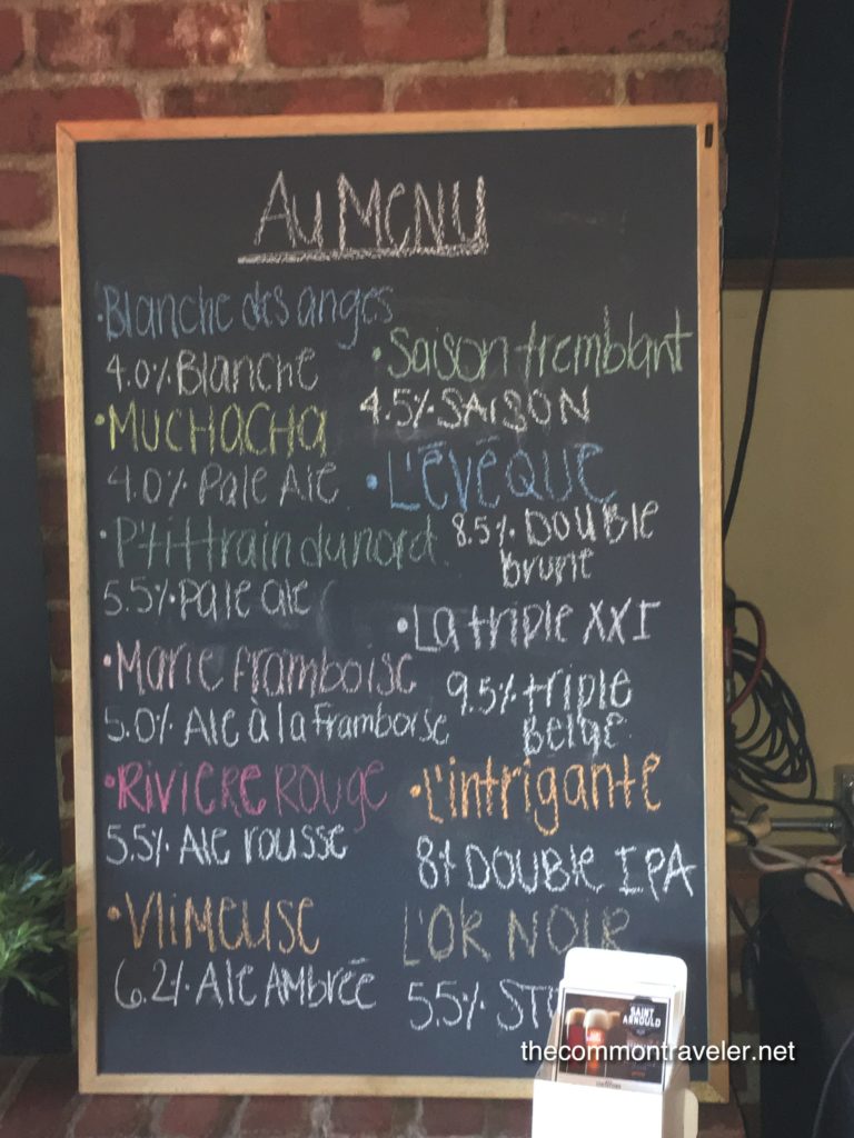 Saint Arnould beer menu
