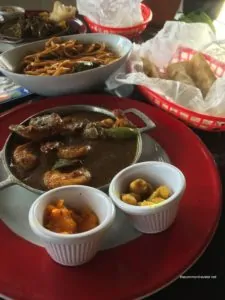 Aruban meal - shrimp curry