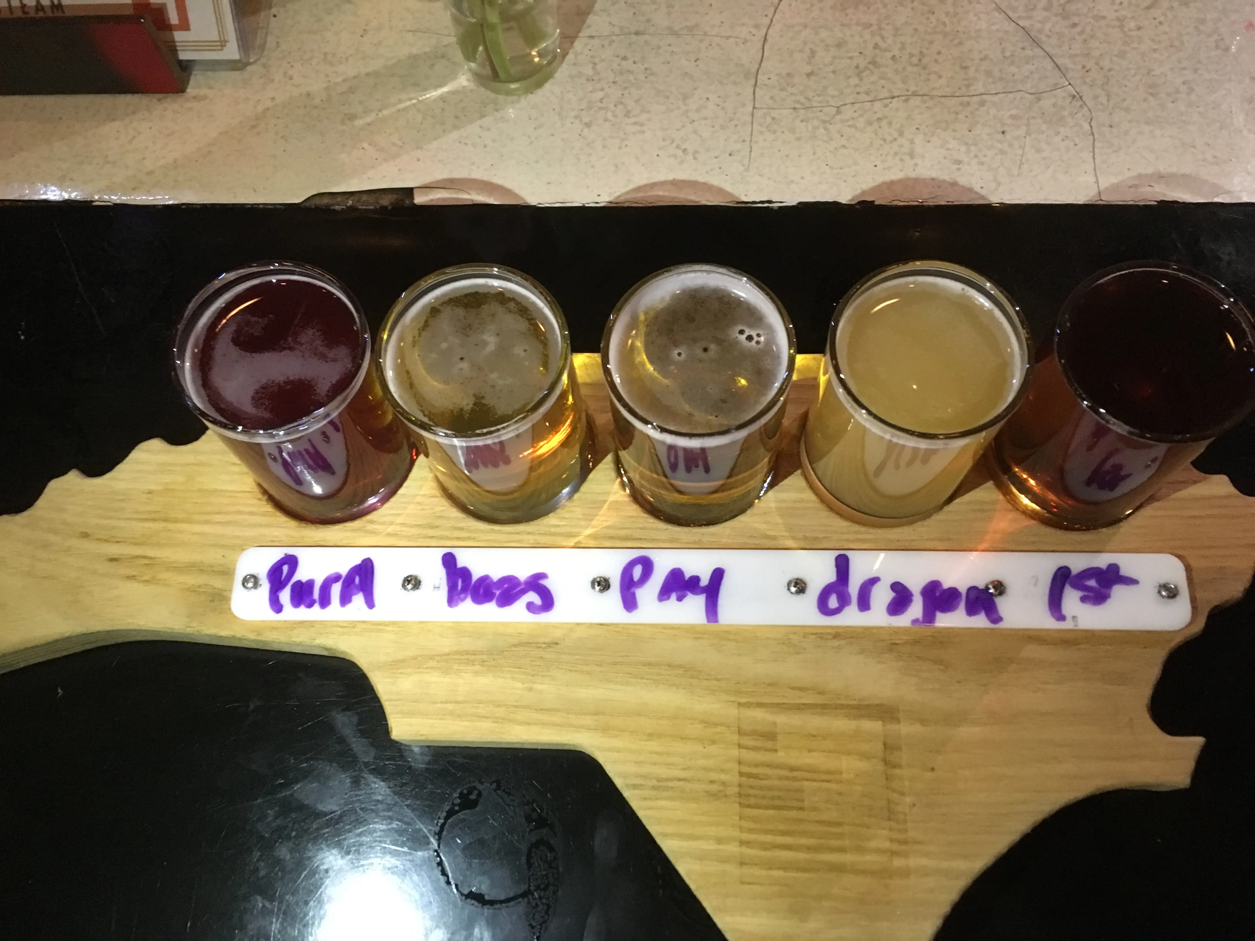 Fullsteam flight of beer on NC shaped board