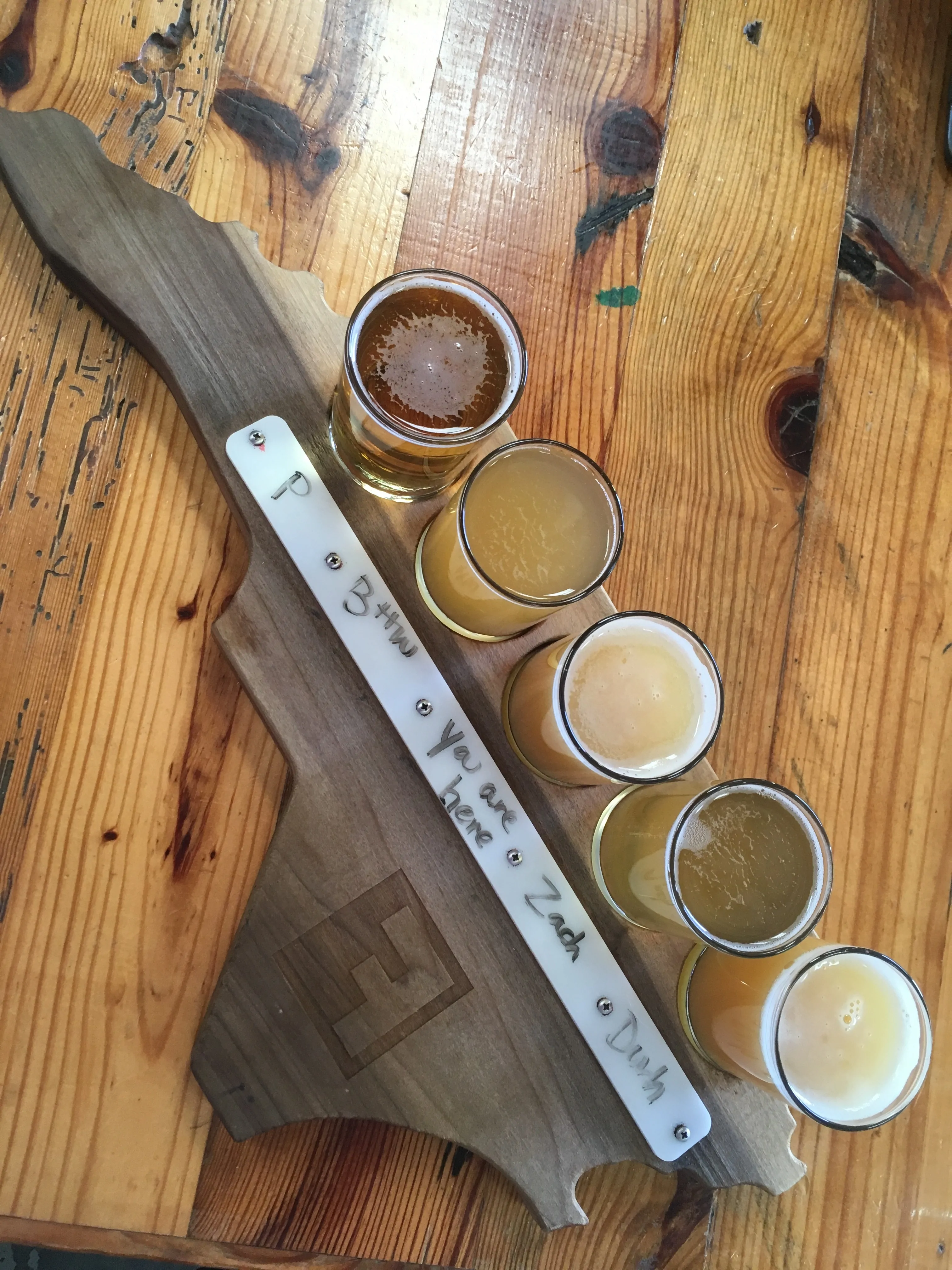 Fullsteam flight of beers on North Carolina board