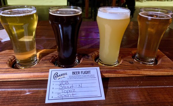 beer flight of 4 beers - Cabarrus Brewing Company, Concord, NC