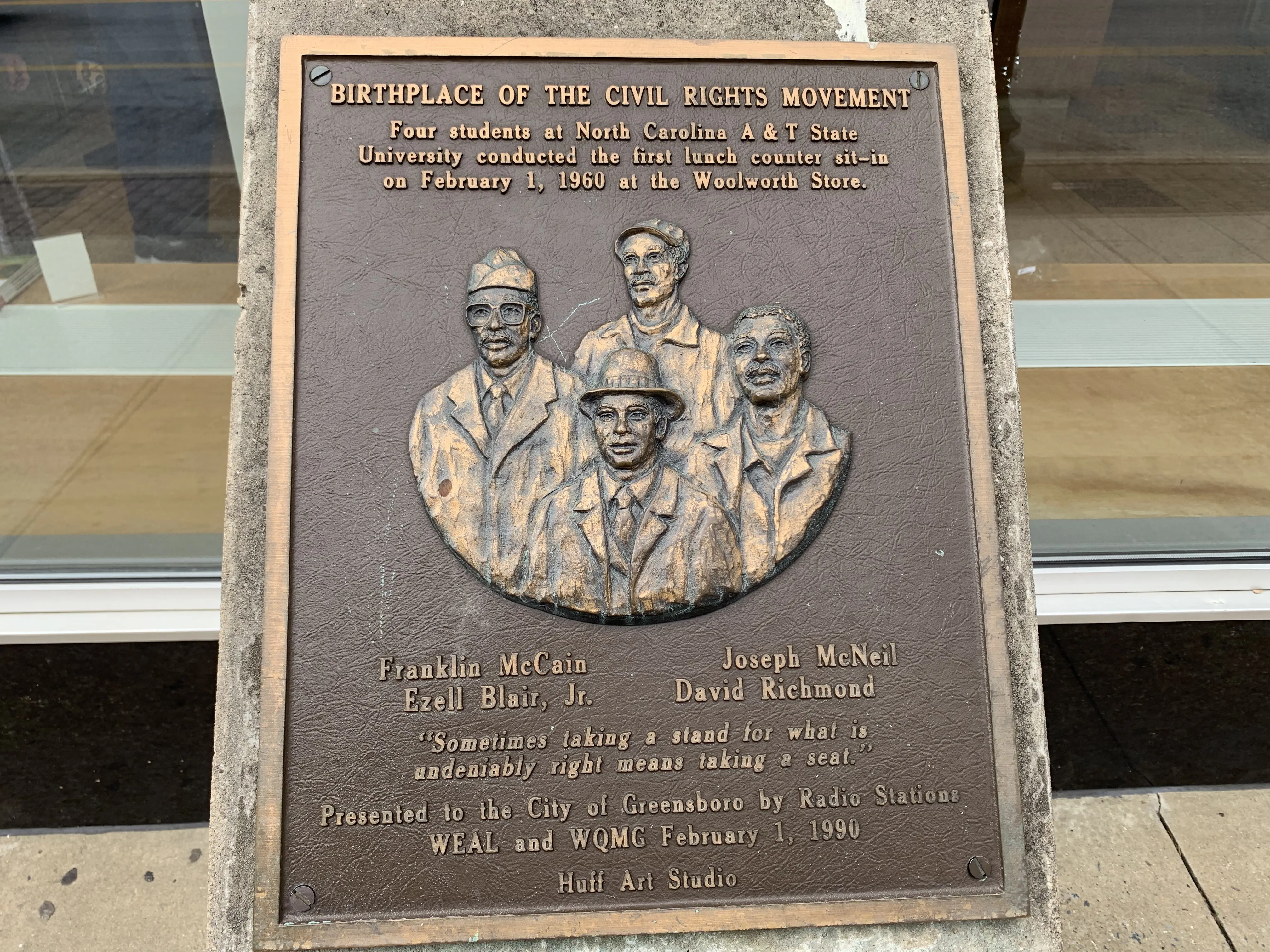 sign marking the Birthplace of the Civil Rights Movement in Greensboro, NC