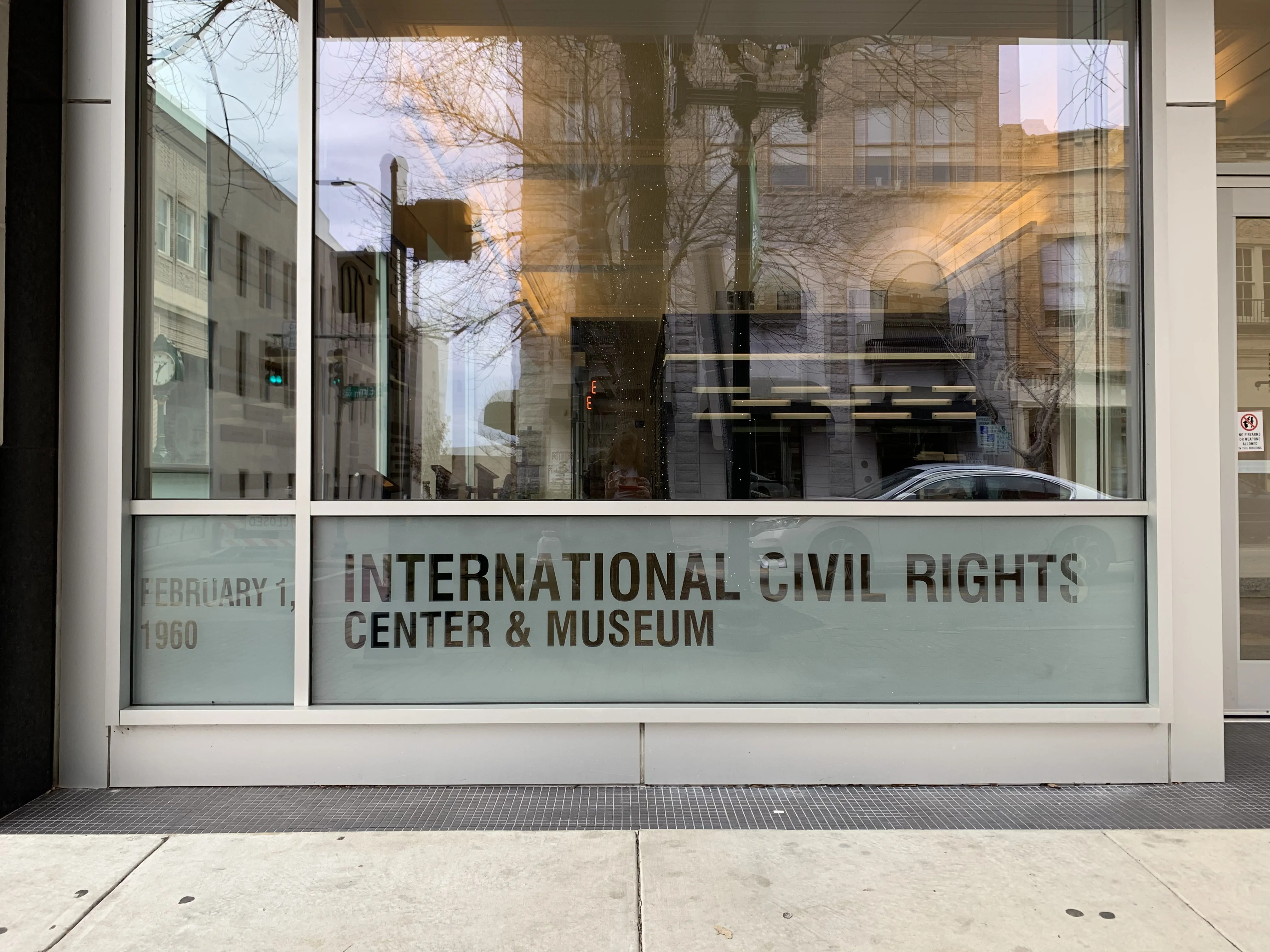glass front of the International Civil Rights Center & Museum