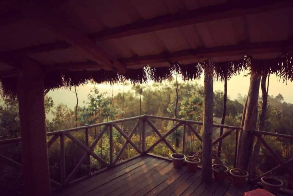 One month India itinerary featured by top travel blog, The Common Traveler. wooden platform with view of woods in Coorg