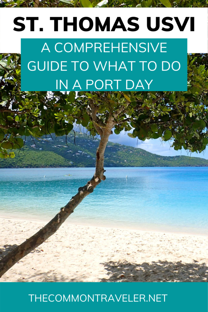 How to Enjoy St. Thomas' Beaches and other sights on a cruise port day. Tips on getting to St. Thomas' beaches during a port day. Tips on how to get around the island. Sightseeing options for the history lover and adventure seeker too! #stthomas #caribbean #stthomasusvi #stthomastravel #stthomasbeaches #caribbeantravel #caribbeanislands #caribbeanadventure #thecommontraveler #cruise #caribbeancruise #usvibeaches