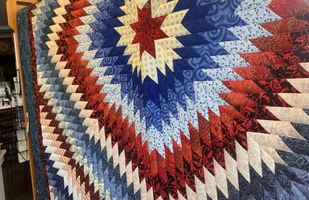 red, white, and blue quilt from PA Dutch