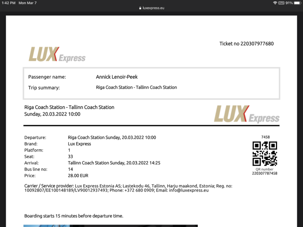The Common Traveler: How to Get from Vilnius to Riga | image: Lux Express ticket