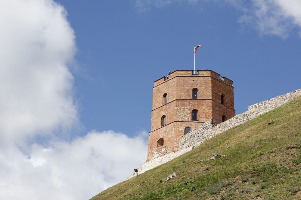 brick Gediminas Castle Tower in Vilnius, Lithuania