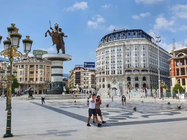 plaza downtown Skopje Macedonia