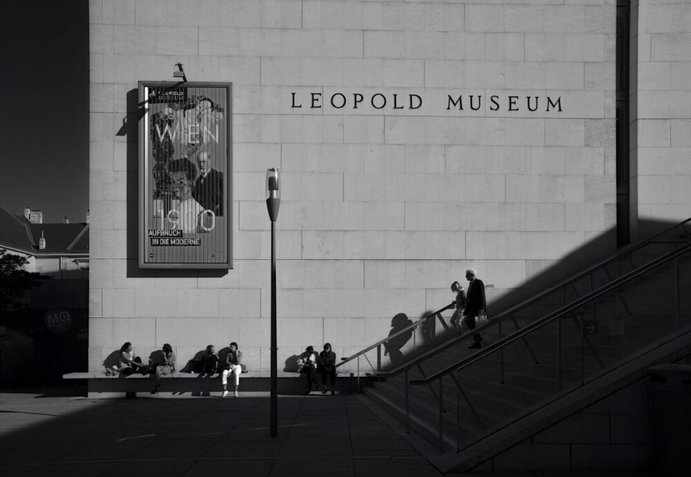20 Best Tips for Visiting Vienna | The Common Traveler | image: black and white photo of Leopold Museum