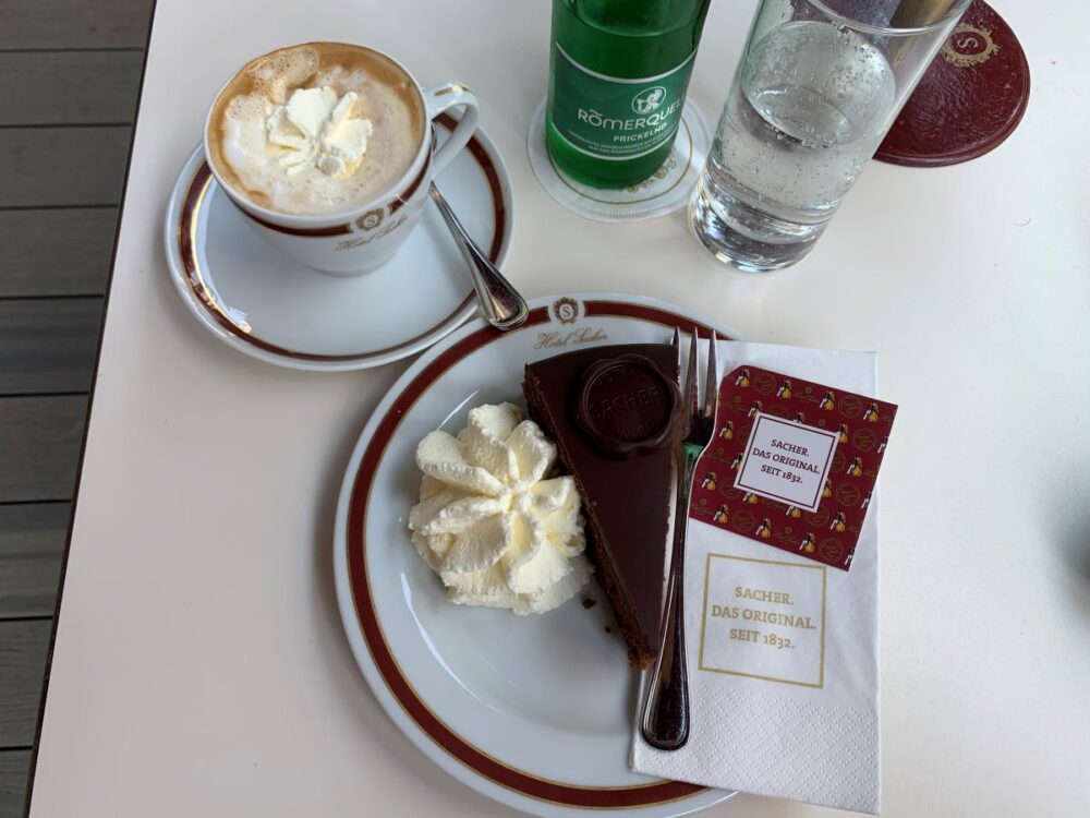 20 Best Tips for Visiting Vienna | The Common Traveler | image: Sache torte with coffee and mineral water