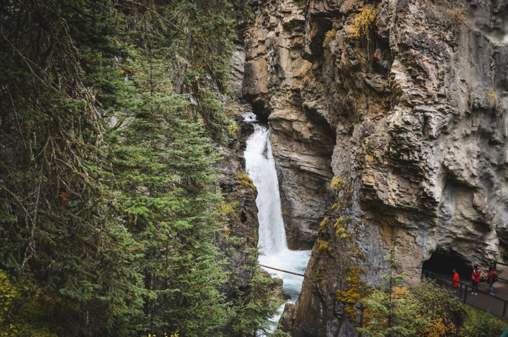 Banff Itinerary 7 Days | The Common Traveler | image: waterfall on Johnston Canyon Hike