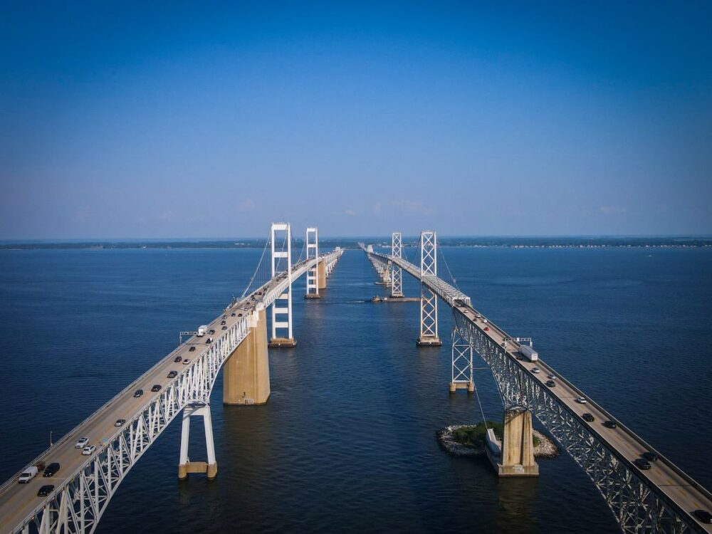 20 Things to Do on Kent Island, Queen Anne's County, MD | The Common Traveler | image: aerial view of Chesapeake Bay Bridge