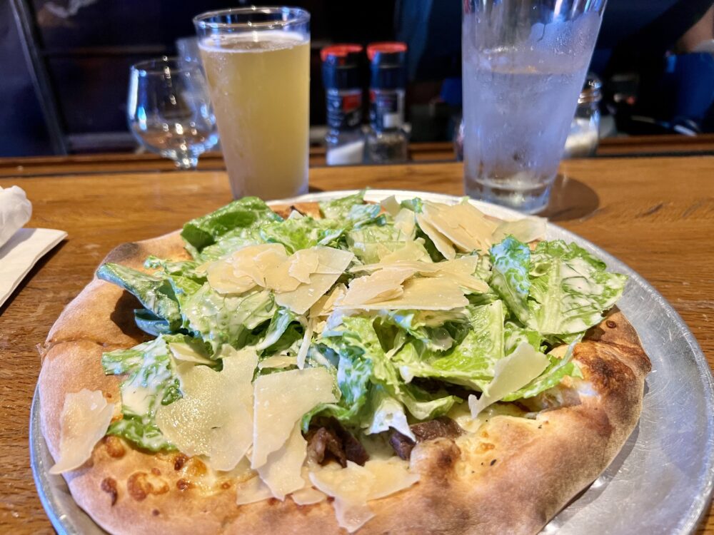 Winchester VA Craft Beverage Trail (map included!) | The Common Traveler | image: beer and steak caesar pizza