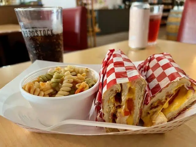 Best Things to Do in Woodstock, Virginia | The Common Traveler | image: sandwich and pasta salad at Woodstock Cafe