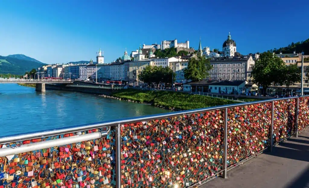 Best Things to Do in Salzburg, Austria | The Common Traveler | image: Salzburg view from love locks bridge