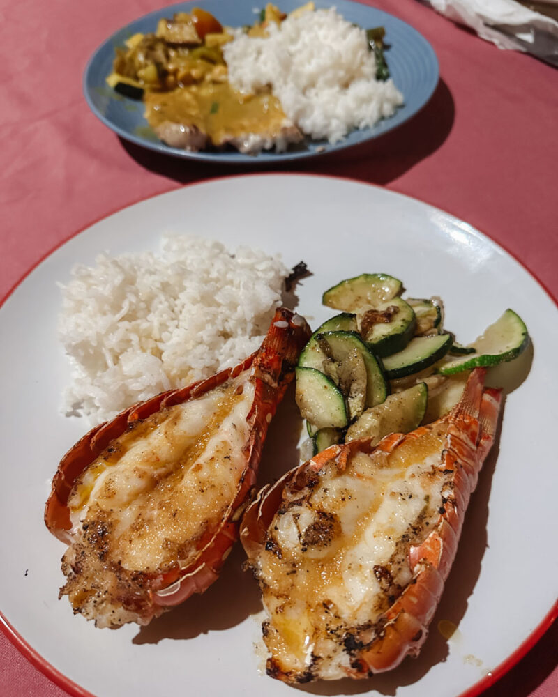 Caye Caulker or Ambergris Caye? | The Common Traveler | image: grilled lobster with rice and zucchini