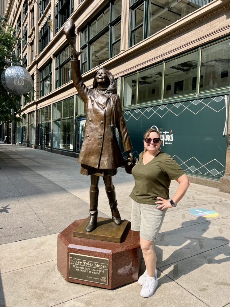 Best Things to Do in Downtown Minneapolis | The Common Traveler | image: woman in front of Mary Tyler Moore Statue