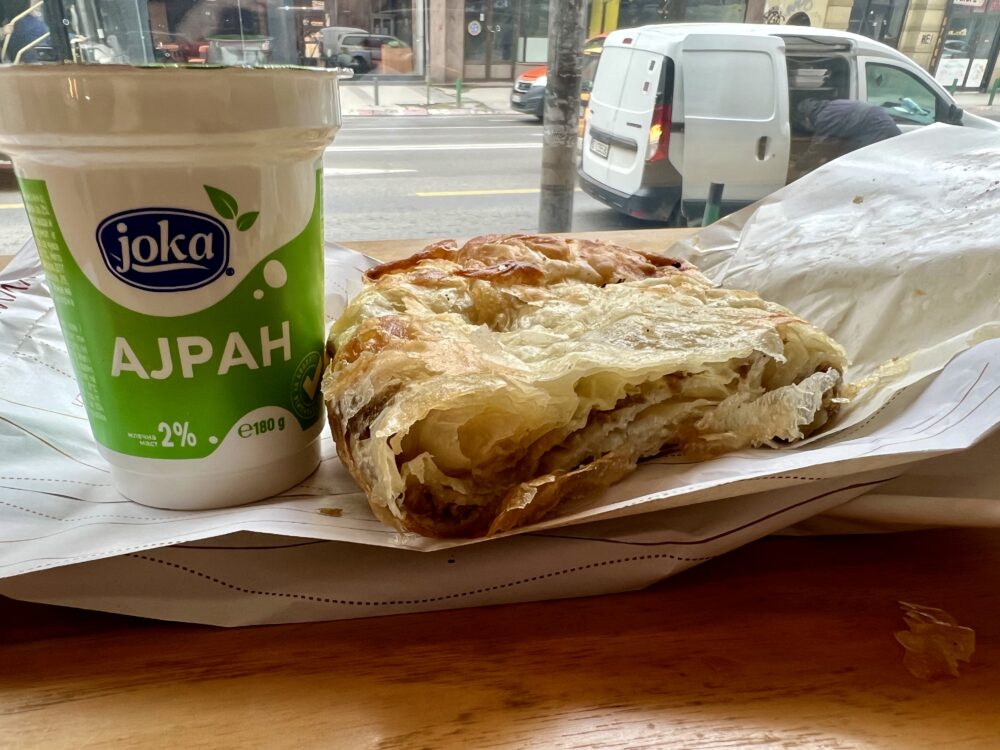 Macedonian Foods to Try | The Common Traveler | image: drinkable yogurt and burek