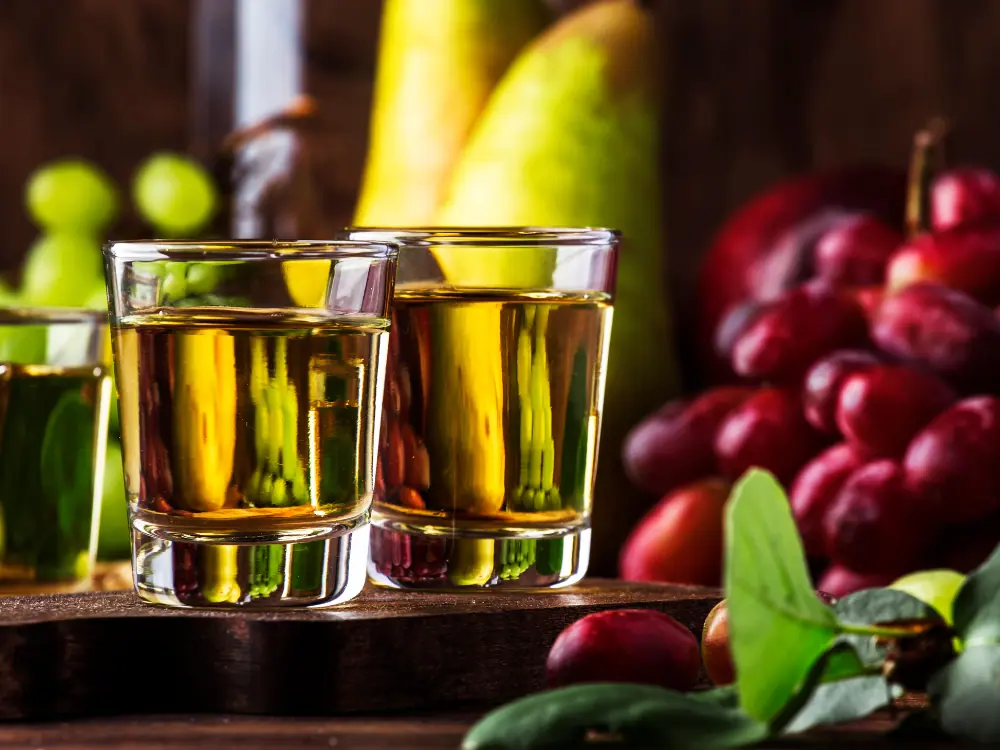 North Macedonia Souvenirs | The Common Traveler | image: glasses of rakija with plums in background