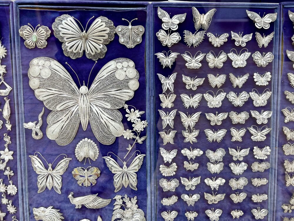 North Macedonia Souvenirs | The Common Traveler | image: silver filigree butterflies