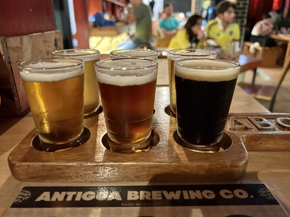 Unforgettable Things to Do in Antigua, Guatemala | The Common Traveler | image: flight of beers at Antigua Brewing Co.