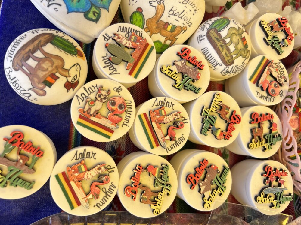 Bolivia Souvenirs | The Common Traveler | image: salt boxes decorated with Salar de Uyuni