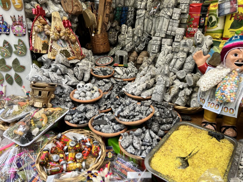 Bolivia Souvenirs | The Common Traveler | image: assortment of goods at Witches Market