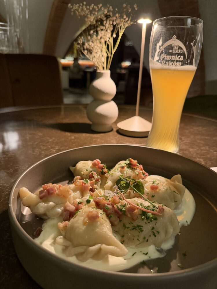 Winter in Gdansk | The Common Traveler | image: plate of pierogies and beer