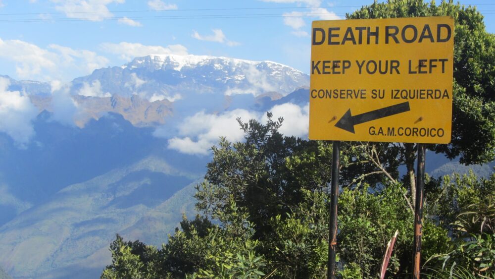 Guide to La Paz, Bolivia | The Common Traveler | image: Death Road sign