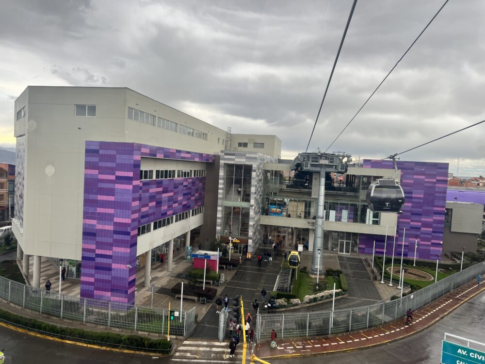 Guide to La Paz, Bolivia | The Common Traveler | image: purple Teleferico station with cable cars