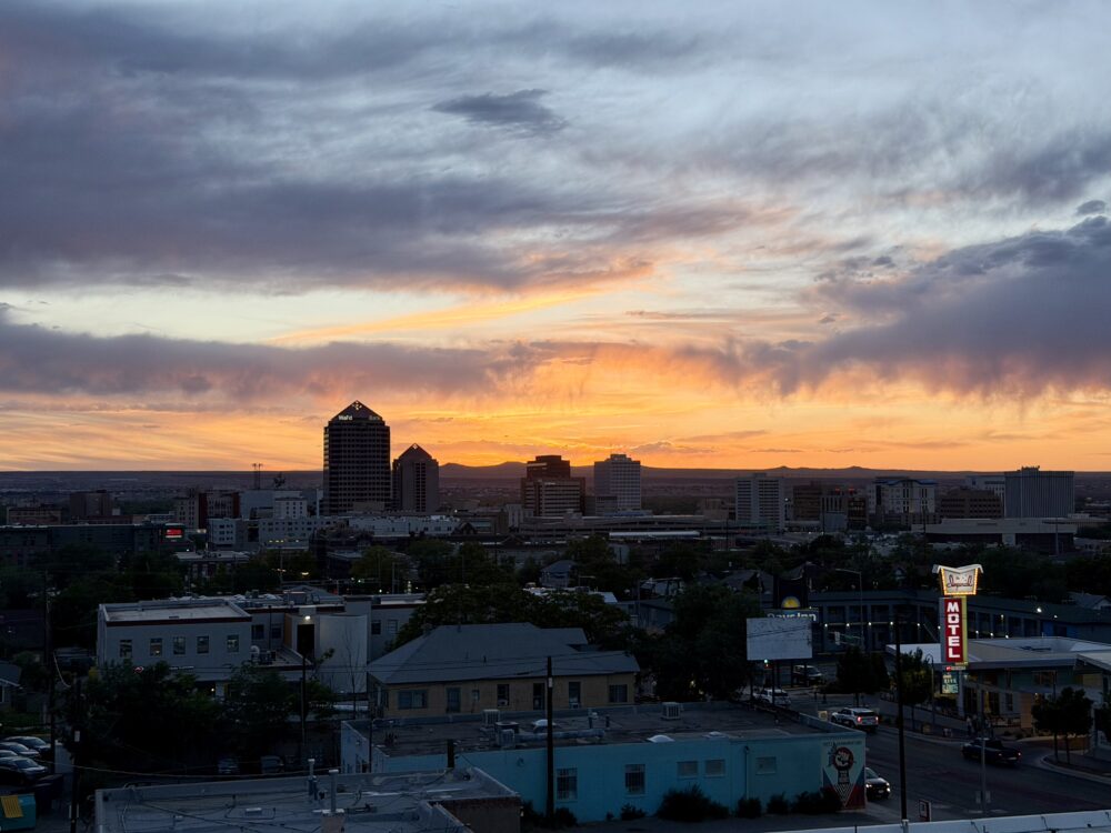 Haunted Albuquerque | The Common Traveler | image: sunset skyline of Albuquerque, NM