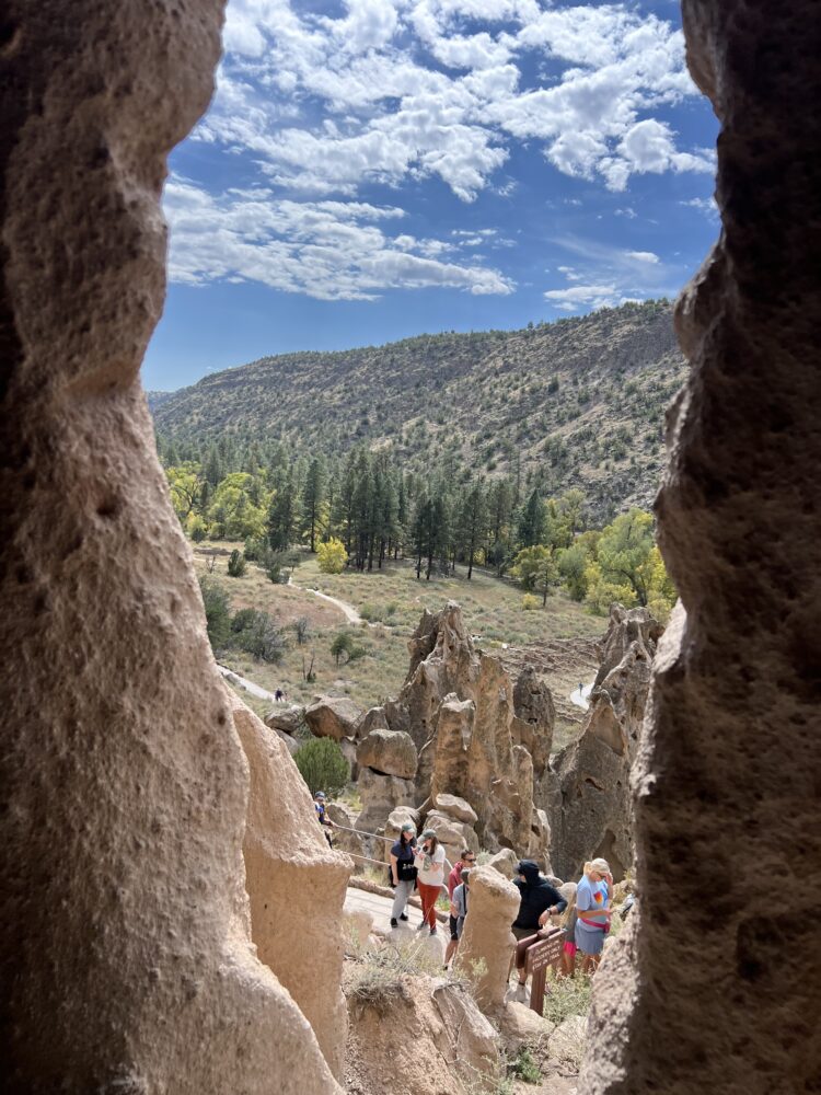 Bandelier National Monument is Amazing | The Common Traveler | image: view of valley from inside cliff dwellings